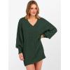 imageANRABESS Womens Long Sleeve V Neck Oversized Cable Knit Mini Sweater Dresses 2025 Fall Trendy Baggy Pullover Tunic OutfitsDeep Green