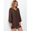 imageANRABESS Womens Long Sleeve V Neck Oversized Cable Knit Mini Sweater Dresses 2025 Fall Trendy Baggy Pullover Tunic OutfitsRed Brown