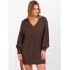 imageANRABESS Womens Long Sleeve V Neck Oversized Cable Knit Mini Sweater Dresses 2025 Fall Trendy Baggy Pullover Tunic OutfitsRed Brown