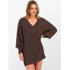 imageANRABESS Womens Long Sleeve V Neck Oversized Cable Knit Mini Sweater Dresses 2025 Fall Trendy Baggy Pullover Tunic OutfitsRed Brown