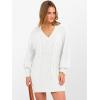 imageANRABESS Womens Long Sleeve V Neck Oversized Cable Knit Mini Sweater Dresses 2025 Fall Trendy Baggy Pullover Tunic OutfitsWhite