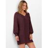 imageANRABESS Womens Long Sleeve V Neck Oversized Cable Knit Mini Sweater Dresses 2025 Fall Trendy Baggy Pullover Tunic OutfitsWine Red
