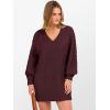 imageANRABESS Womens Long Sleeve V Neck Oversized Cable Knit Mini Sweater Dresses 2025 Fall Trendy Baggy Pullover Tunic OutfitsWine Red