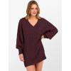 imageANRABESS Womens Long Sleeve V Neck Oversized Cable Knit Mini Sweater Dresses 2025 Fall Trendy Baggy Pullover Tunic OutfitsWine Red