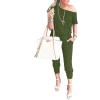 imageANRABESS Womens Loose Summer Casual Off Shoulder Elastic Waist Stretchy Long Romper Jumpsuit01armygreen