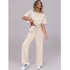 imageANRABESS Womens Lounge Sets 2 Piece Outfits Summer Casual Short Sleeve Sweatsuits Matching Tracksuits Wide Leg Pant SetApricot
