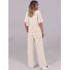 imageANRABESS Womens Lounge Sets 2 Piece Outfits Summer Casual Short Sleeve Sweatsuits Matching Tracksuits Wide Leg Pant SetApricot