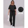 imageANRABESS Womens Lounge Sets 2 Piece Outfits Summer Casual Short Sleeve Sweatsuits Matching Tracksuits Wide Leg Pant SetBlack