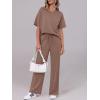 imageANRABESS Womens Lounge Sets 2 Piece Outfits Summer Casual Short Sleeve Sweatsuits Matching Tracksuits Wide Leg Pant SetBrown