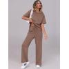 imageANRABESS Womens Lounge Sets 2 Piece Outfits Summer Casual Short Sleeve Sweatsuits Matching Tracksuits Wide Leg Pant SetBrown