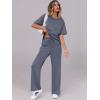 imageANRABESS Womens Lounge Sets 2 Piece Outfits Summer Casual Short Sleeve Sweatsuits Matching Tracksuits Wide Leg Pant SetDeep Gray