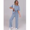 imageANRABESS Womens Lounge Sets 2 Piece Outfits Summer Casual Short Sleeve Sweatsuits Matching Tracksuits Wide Leg Pant SetGray Blue