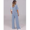 imageANRABESS Womens Lounge Sets 2 Piece Outfits Summer Casual Short Sleeve Sweatsuits Matching Tracksuits Wide Leg Pant SetGray Blue