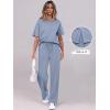 imageANRABESS Womens Lounge Sets 2 Piece Outfits Summer Casual Short Sleeve Sweatsuits Matching Tracksuits Wide Leg Pant SetGray Blue