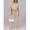 imageANRABESS Womens Lounge Sets 2 Piece Outfits Summer Casual Short Sleeve Sweatsuits Matching Tracksuits Wide Leg Pant SetKhaki