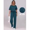 imageANRABESS Womens Lounge Sets 2 Piece Outfits Summer Casual Short Sleeve Sweatsuits Matching Tracksuits Wide Leg Pant SetLake Green