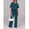 imageANRABESS Womens Lounge Sets 2 Piece Outfits Summer Casual Short Sleeve Sweatsuits Matching Tracksuits Wide Leg Pant SetLake Green