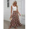 imageANRABESS Womens Maxi Skirt Elastic High Waist Swing Tiered Aline Flowy Pleated Boho Beach Vacation Long SkirtsFloral Black Red