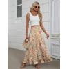 imageANRABESS Womens Maxi Skirt Elastic High Waist Swing Tiered Aline Flowy Pleated Boho Beach Vacation Long SkirtsFloral Orange Red