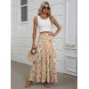 imageANRABESS Womens Maxi Skirt Elastic High Waist Swing Tiered Aline Flowy Pleated Boho Beach Vacation Long SkirtsFloral Orange Red