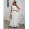 imageANRABESS Womens Maxi Skirt Elastic High Waist Swing Tiered Aline Flowy Pleated Boho Beach Vacation Long SkirtsWhite