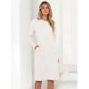 imageANRABESS Womens Nightgown Sweater Dress Long Sleeve Fuzzy Knit Cozy Casual Loungewear 2025 Fall Midi Dress with PocketsBeige