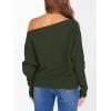 imageANRABESS Womens Off Shoulder Sweaters 2025 Fall Long Batwing Sleeve Loose Fit Knit Tops Casual Pullovers JumpersArmy Green