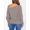 imageANRABESS Womens Off Shoulder Sweaters 2025 Fall Long Batwing Sleeve Loose Fit Knit Tops Casual Pullovers JumpersGray Apricot