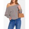 imageANRABESS Womens Off Shoulder Sweaters 2025 Fall Long Batwing Sleeve Loose Fit Knit Tops Casual Pullovers JumpersGray Apricot