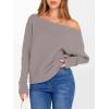 imageANRABESS Womens Off Shoulder Sweaters 2025 Fall Long Batwing Sleeve Loose Fit Knit Tops Casual Pullovers JumpersGray Apricot