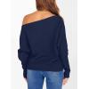 imageANRABESS Womens Off Shoulder Sweaters 2025 Fall Long Batwing Sleeve Loose Fit Knit Tops Casual Pullovers JumpersNavy Blue