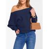 imageANRABESS Womens Off Shoulder Sweaters 2025 Fall Long Batwing Sleeve Loose Fit Knit Tops Casual Pullovers JumpersNavy Blue
