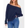 imageANRABESS Womens Off Shoulder Sweaters 2025 Fall Long Batwing Sleeve Loose Fit Knit Tops Casual Pullovers JumpersNavy Blue