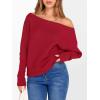 imageANRABESS Womens Off Shoulder Sweaters 2025 Fall Long Batwing Sleeve Loose Fit Knit Tops Casual Pullovers JumpersRed