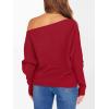 imageANRABESS Womens Off Shoulder Sweaters 2025 Fall Long Batwing Sleeve Loose Fit Knit Tops Casual Pullovers JumpersRed
