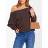 imageANRABESS Womens Off Shoulder Sweaters 2025 Fall Long Batwing Sleeve Loose Fit Knit Tops Casual Pullovers JumpersRed Coffee
