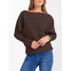imageANRABESS Womens Off Shoulder Sweaters 2025 Fall Long Batwing Sleeve Loose Fit Knit Tops Casual Pullovers JumpersRed Coffee