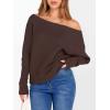 imageANRABESS Womens Off Shoulder Sweaters 2025 Fall Long Batwing Sleeve Loose Fit Knit Tops Casual Pullovers JumpersRed Coffee