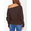 imageANRABESS Womens Off Shoulder Sweaters 2025 Fall Long Batwing Sleeve Loose Fit Knit Tops Casual Pullovers JumpersRed Coffee