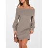 imageANRABESS Womens Off The Shoulder Sweater Dress Casual Loose Knit 2025 Fall Winter Trendy Long Sleeve Pullover Mini DressesLight Khaki