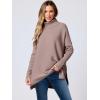 imageANRABESS Womens Oversized Turtleneck Batwing Sleeve Spilt Casual Loose Knit Tunic Pullover Sweater Tops 2025 Fall OutfitsBrown