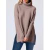 imageANRABESS Womens Oversized Turtleneck Batwing Sleeve Spilt Casual Loose Knit Tunic Pullover Sweater Tops 2025 Fall OutfitsBrown