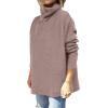 imageANRABESS Womens Oversized Turtleneck Batwing Sleeve Spilt Casual Loose Knit Tunic Pullover Sweater Tops 2025 Fall OutfitsBrown
