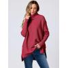 imageANRABESS Womens Oversized Turtleneck Batwing Sleeve Spilt Casual Loose Knit Tunic Pullover Sweater Tops 2025 Fall OutfitsRed