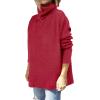 imageANRABESS Womens Oversized Turtleneck Batwing Sleeve Spilt Casual Loose Knit Tunic Pullover Sweater Tops 2025 Fall OutfitsRed