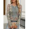 imageANRABESS Womens Puff Long Sleeve Shirts Crewneck Fall Tops Basic Dressy Casual Blouses 2025 Trendy OutfitsFloral Green Flower
