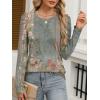 imageANRABESS Womens Puff Long Sleeve Shirts Crewneck Fall Tops Basic Dressy Casual Blouses 2025 Trendy OutfitsFloral Green Flower