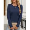 imageANRABESS Womens Puff Long Sleeve Shirts Crewneck Fall Tops Basic Dressy Casual Blouses 2025 Trendy OutfitsNavy Blue