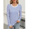 imageANRABESS Womens Puff Long Sleeve Shirts Crewneck Fall Tops Basic Dressy Casual Blouses 2025 Trendy OutfitsStripe Blue