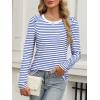 imageANRABESS Womens Puff Long Sleeve Shirts Crewneck Fall Tops Basic Dressy Casual Blouses 2025 Trendy OutfitsStripe Blue